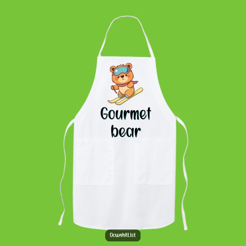 Funny Bear Skier Apron - Kitchen Bravery with a Determined Cub