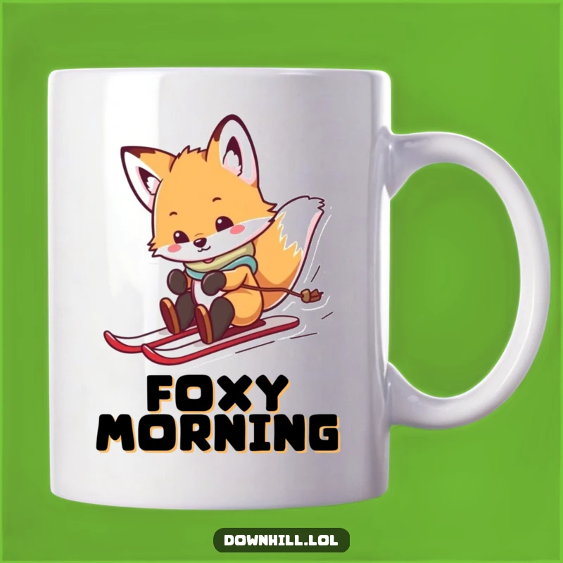 Funny Fox Skier Mug - Playful Cub Design for Whimsical Winter Fun
