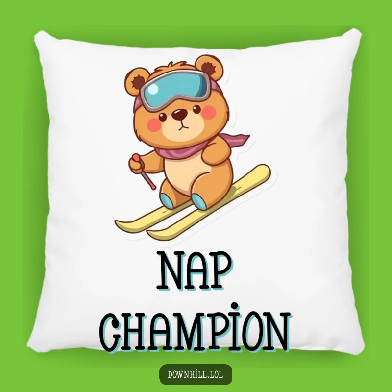 Funny Bear Skier Pillow - Soft Brave Cub for Cozy Comfort