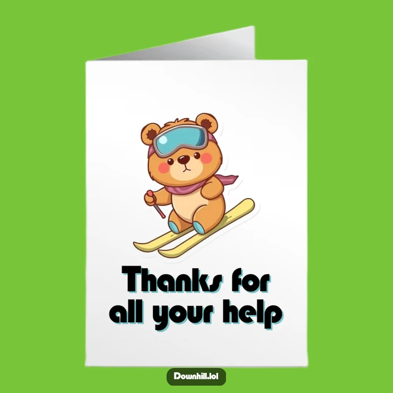 Free Printable Bear Skiing Thank You Card - Brave & Funny Downloadable Gift of Gratitude