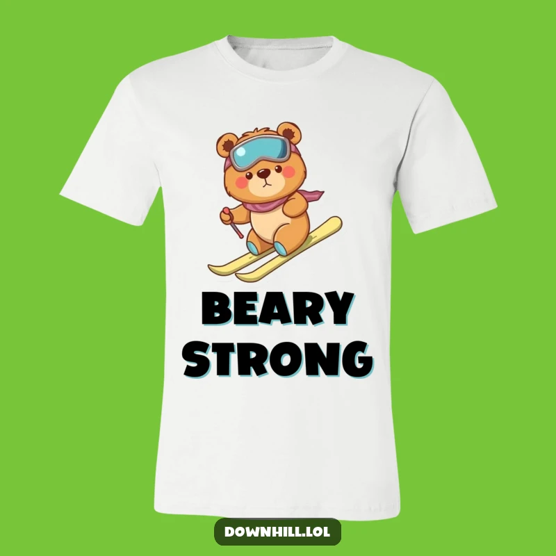 Funny Bear Skier T-Shirt - Brave Cub Design for Winter Adventures