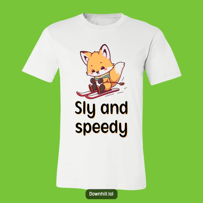 Funny Fox Skier T-Shirt - Playful Cub Design for Winter Amusement