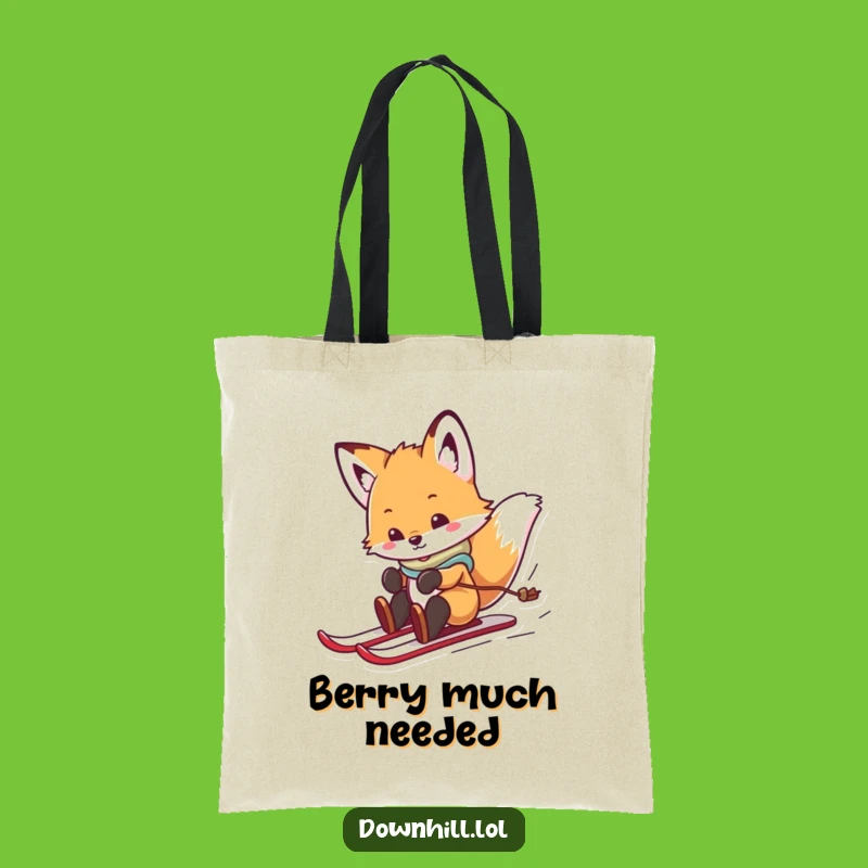 Funny Fox Skier Tote Bag - Durable Playful Cub Carry-All
